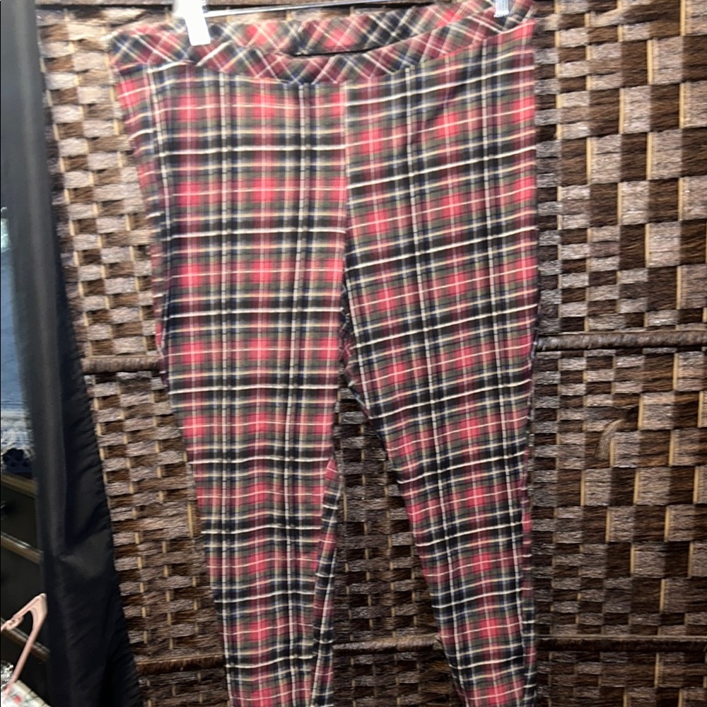 Torrid Plaid Leggings - Red and Black 3x plus